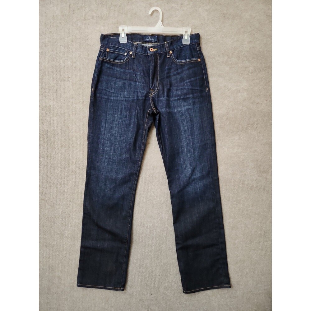 Lucky Brand 363 Vintage Straight Jeans Mens 32x32 Blue Dark Wash Italian Denim